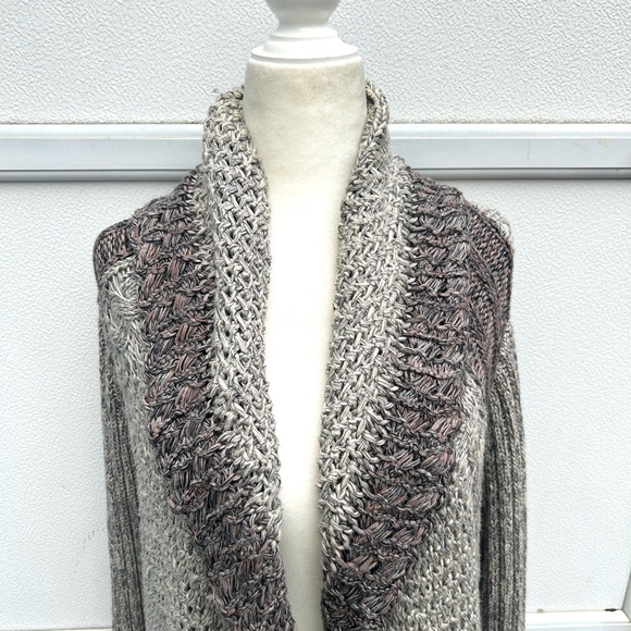 Cabi Cardigan Sweater Women M Open Chunky Knit Long Sleeve Gray 100% Cotton #910 - Picture 7 of 12